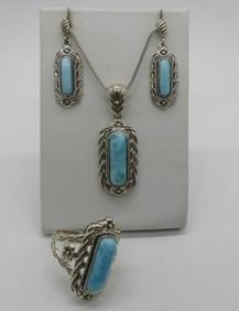 Matching Larimar Sterling Set