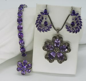Amethyst Sterling Marcasite Set
