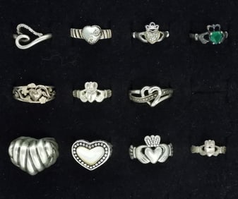 11 Sterling Heart Rings