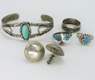 Sterling Turquoise Rings, Bracelet, Earrings