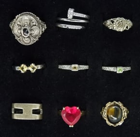 9 Sterling Fashion Rings