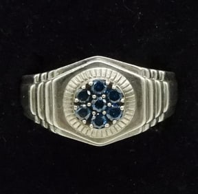 Sterling Blue Diamond Men's Ring