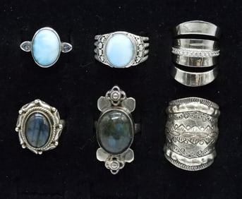 Larimar & Labradorite Sterling Rings