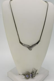 Moissanite 925 Necklace & Amethyst Earrings