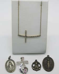 Gold Tone 925 Diamond Cross Necklace +