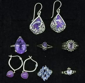 Amethyst, Purple Copper Turquoise 925 Rings