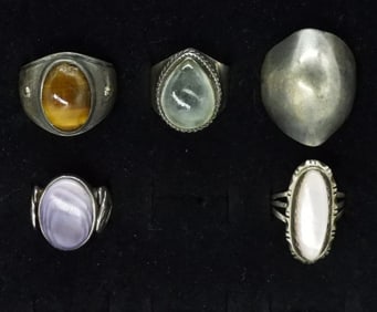 5 Sterling Gemstone Fashion Rings