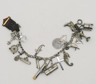 Vintage Mid 1950s 925 Charm Bracelet