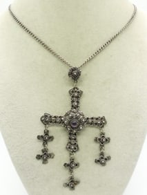 Taxco Sterling Amethyst Cross Necklace