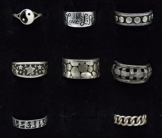 8 Sterling Fashion Bands - Rings