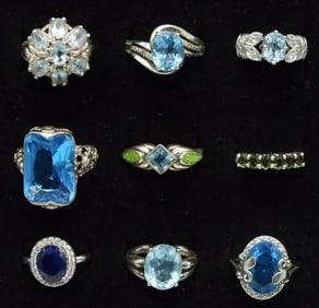 9 Sterling Blue Topaz Fashion Rings