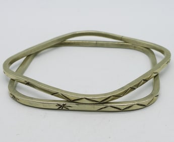 2 Square Sterling Bangle Bracelets