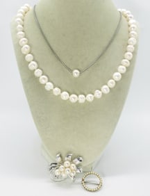 Pearl Necklaces & Brooches with Sterling