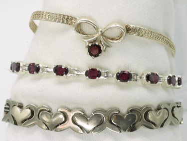 3 Sterling Bracelets - Garnet