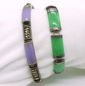 2 Sterling Jade Bracelets