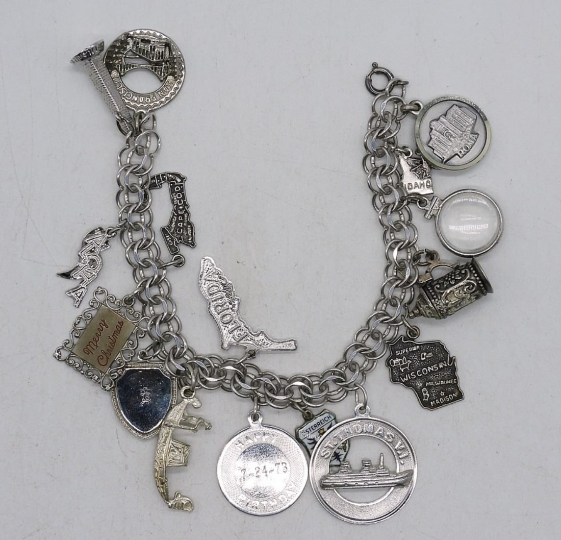 Vintage Sterling Charm Bracelet Mid 70s (1 of 1)