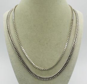 Two 20" Sterling Chain Necklaces