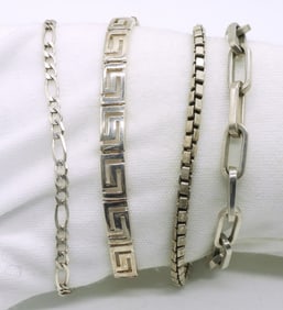 4 Sterling Chain Bracelets
