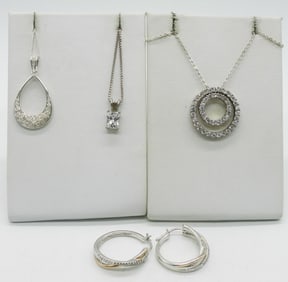 3 Fashion Necklaces 925 & Pierced Earrings