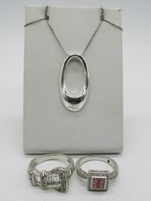 Simulated Pink & White Diamond Rings