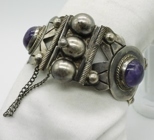 Vintage Amethyst Silver Bracelet