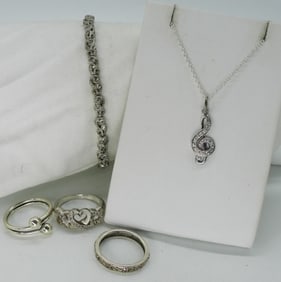 Sterling Rings, Necklace & Bracelet