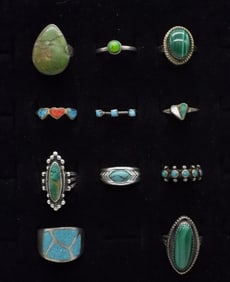 11 Sterling Turquoise Fashion Rings