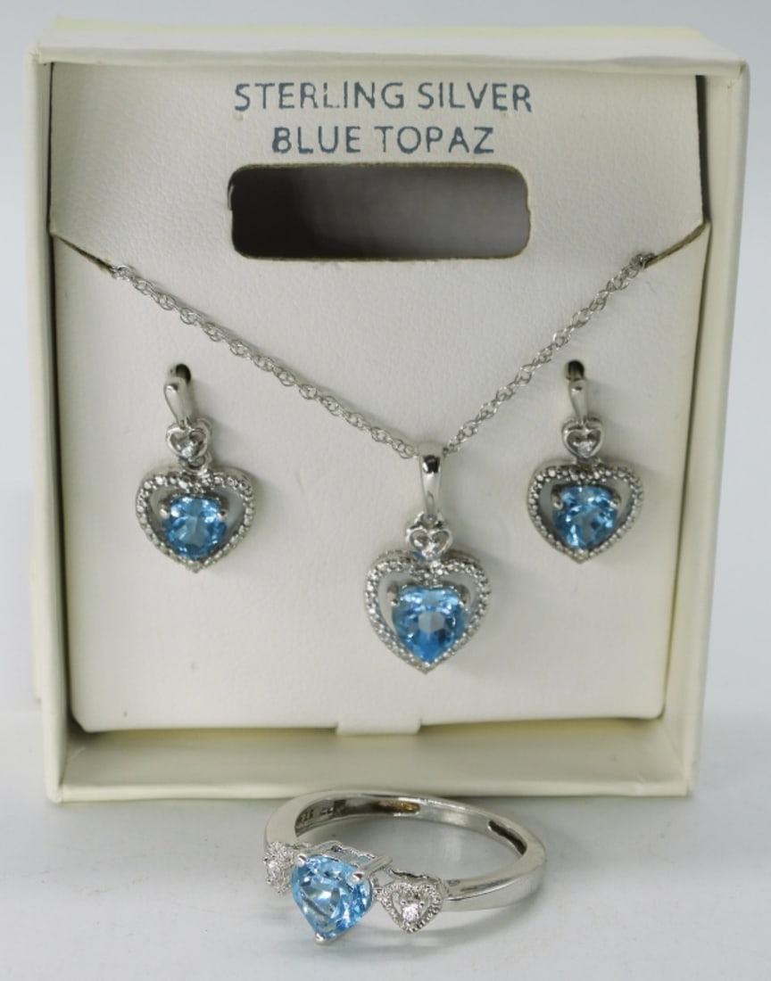 Blue Topaz Sterling Heart Set (1 of 1)