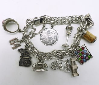 Sterling Charm Bracelet - 11 Charms