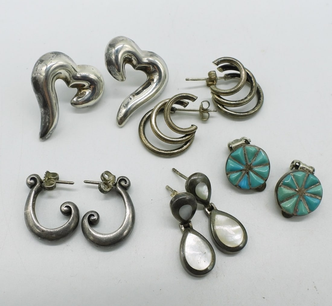 Mexico, Turquoise, MOP Sterling Earrings (1 of 2)