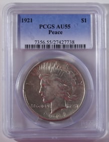 1921 One Dollar PCGS AU55 Peace