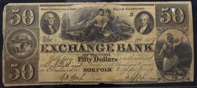 3 April 1859 Exchange Bank Fifty Dollars