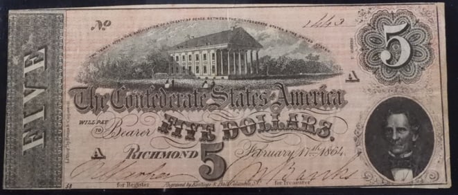 February 11th 1864 Five Dollars