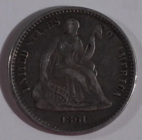 1861 Liberty Seated Variety 4 Half Dime