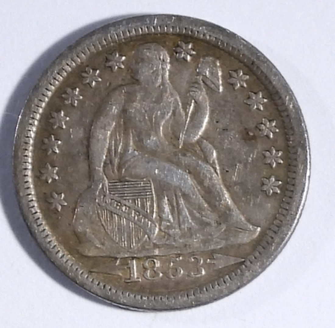 1853 Liberty Seated Variety 5 Dime (1 of 2)