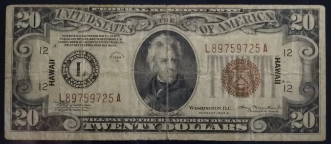 1934 A Series Twenty Dollars
