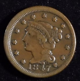 1847 Mature Head One Cent