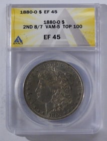 1880-O ANACS EF 45 2nd 8/7 Vam-5 Top 100