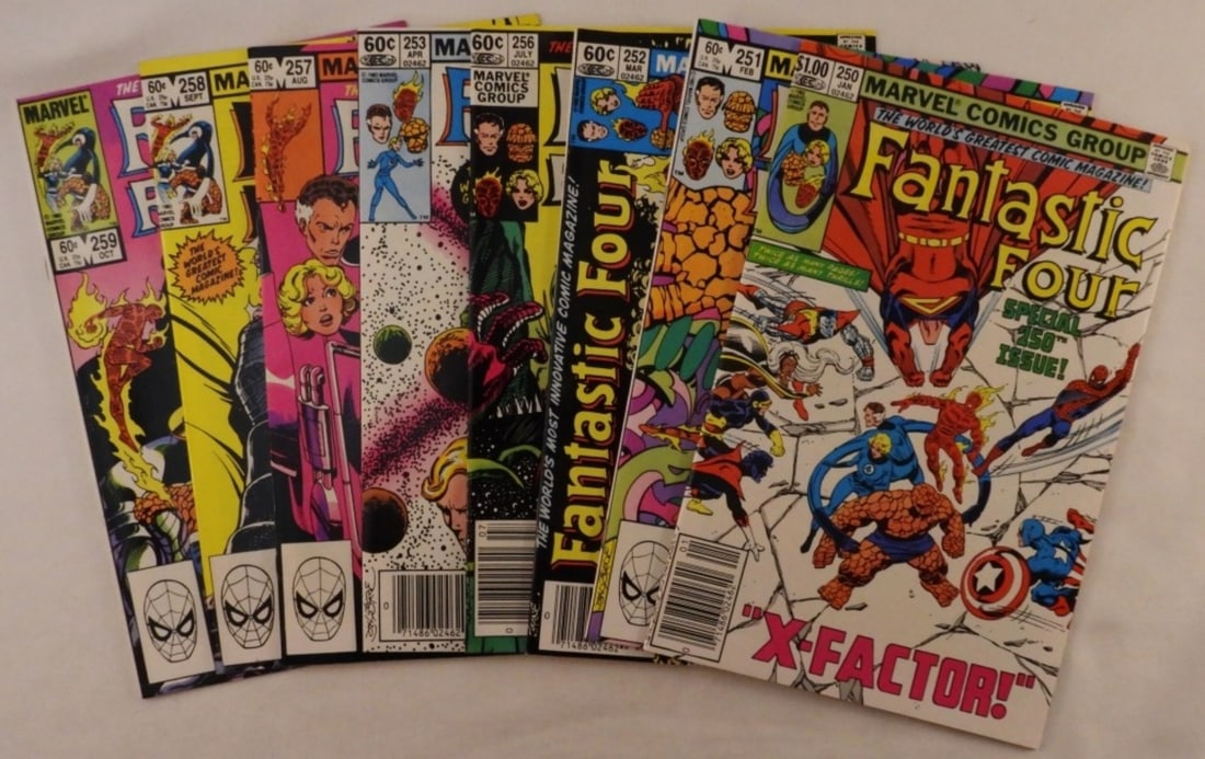 (8) Marvel Fantastic Four: Issues 250, 251, 252, 253, 256, 257, 258, and 259