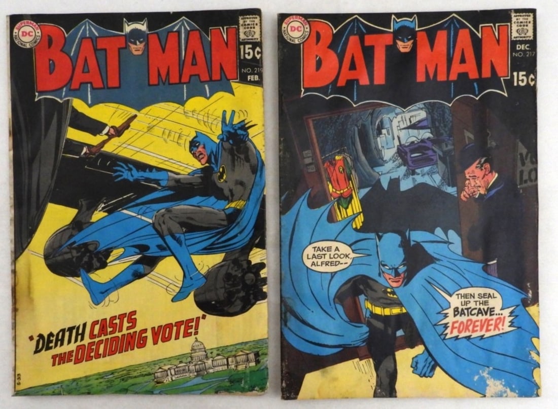 #217 And #219 Batman 1969 And 1970: Covers show some moisture damage