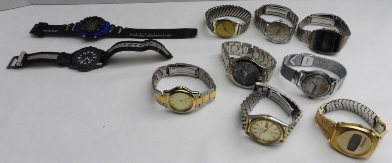 (10) Men's Mixed Lot Of Watches: Watches are not verified, authenticated, or tested in running condition unless specified. Including Waltham, Pulsar and more