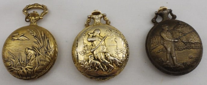 3 Men's Gold-Tone Pocket Watches