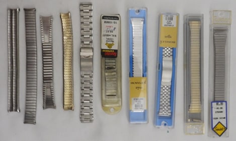 (10) Men's Silver-Toned Watch Bands Only
