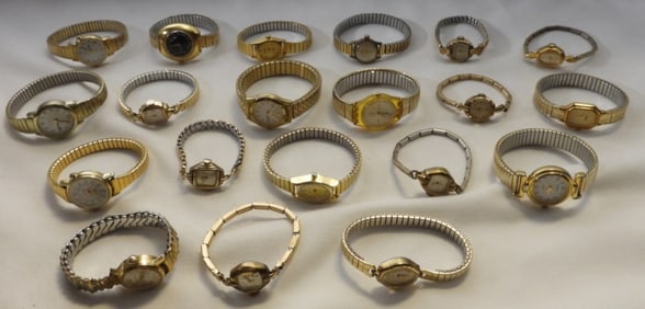 (20) Gold-Tone Ladies Stretch Watches