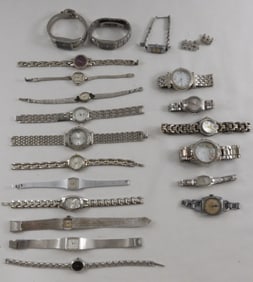 (20) Silver-Tone Ladies Clasp Watches