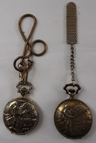 2 Pocket Watches Fishing Motif