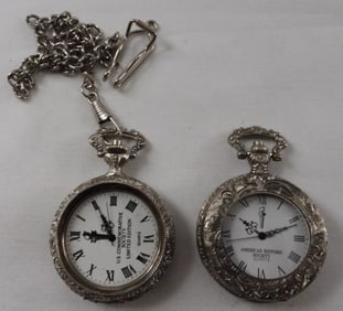 3 Silver-Tone Pocket Watches