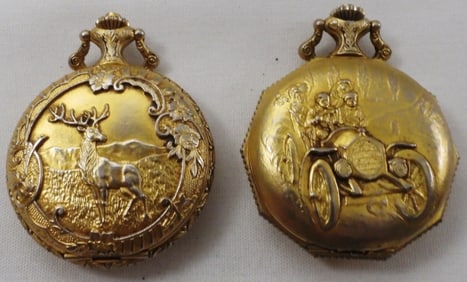 2 Gold-Tone Ornate Men's Pocket Watches