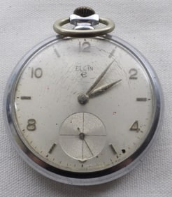 Silver-Tone Elgin Pocket Watch