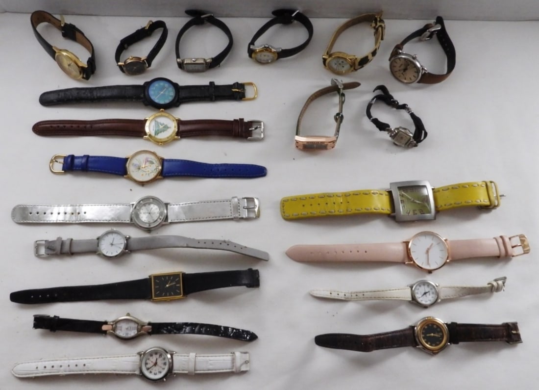 (20) Ladies' Leather Band Watches: Watches are not verified, authenticated, or tested in running condition unless specified. Get yours now